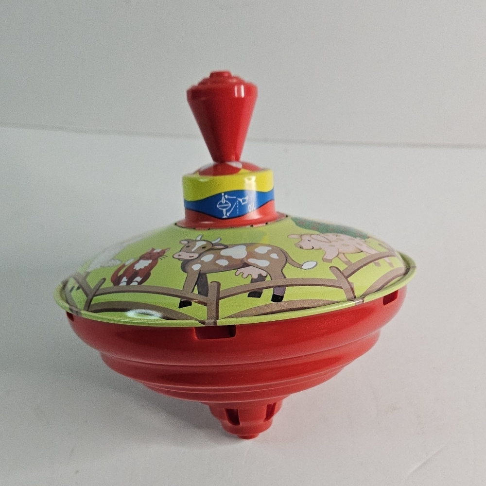 Vintage LBZ Child's Metal Toy Top Farm